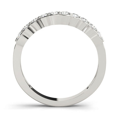 Platinum Round Diamond Half-Eternity Band with U-Prong Setting