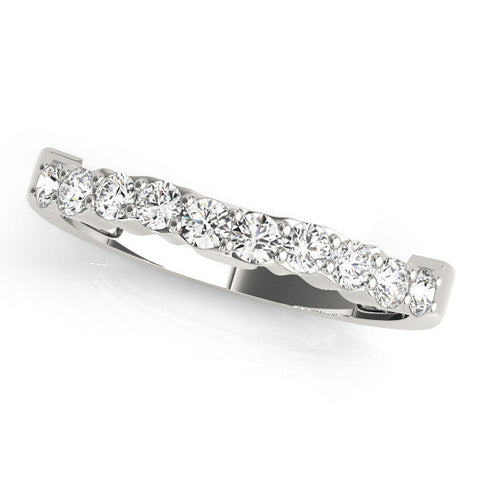 Platinum Round Diamond Half-Eternity Band with U-Prong Setting