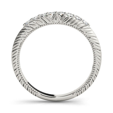 Platinum Round Diamond Half Eternity Milgrain Pave Band