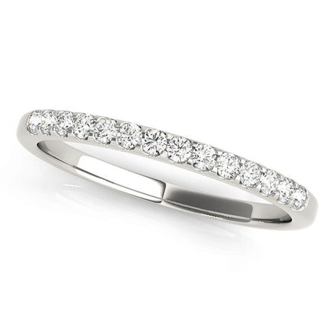 Platinum Round Diamond Half Eternity Pave Band with Shared Prong Setting