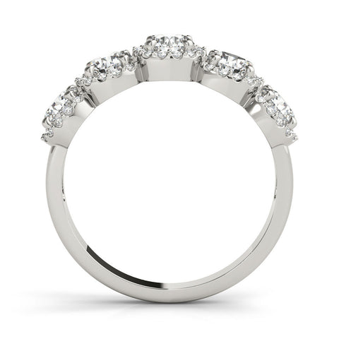 Platinum Round Diamond Halo Five-Stone Prong Set Band
