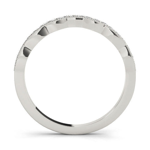 Platinum Round Diamond Milgrain Pave Contour Band
