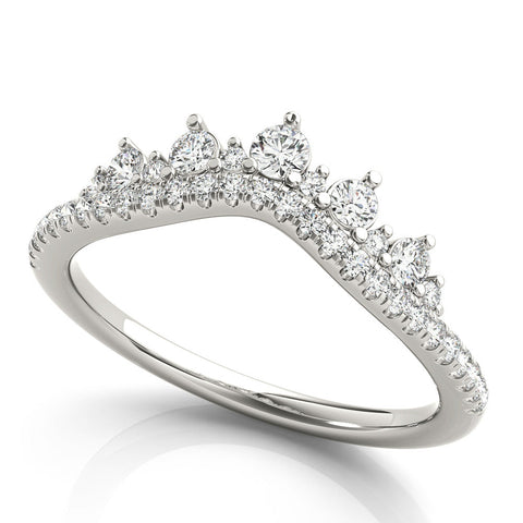 White gold Round Diamond Pavé Contour Band with Prong Setting