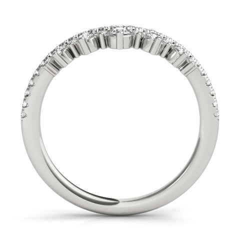Platinum Round Diamond Pavé Contour Band with Prong Setting