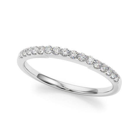White gold Round Diamond Pavé Half-Eternity Band with Shared Prong Setting