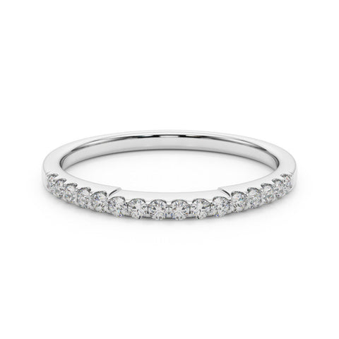 White gold Round Diamond Pavé Half-Eternity Band with Shared Prong Setting