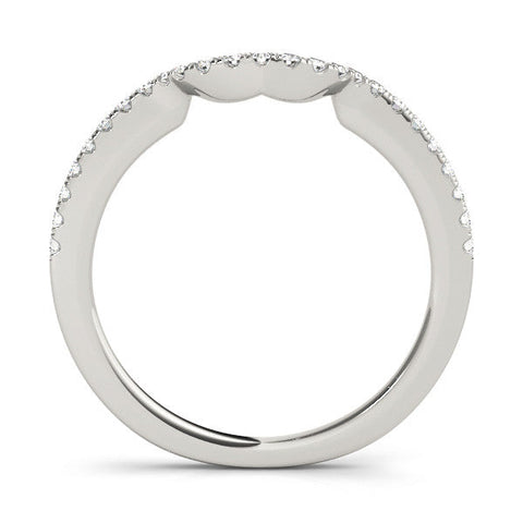 Platinum Round Diamond Pavé-Set Contoured Wedding Band