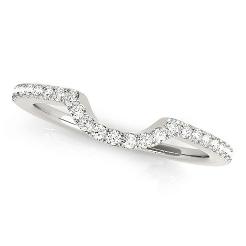White gold Round Diamond Pavé-Set Contoured Wedding Band