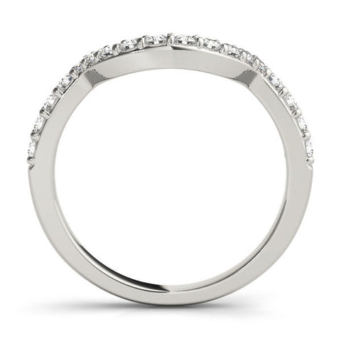 White gold Round Diamond Pavé Set Curved Band with U-Prong Setting