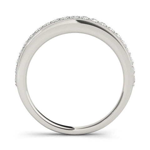 Platinum Round Diamond Pavé Set Milgrain Wedding Band