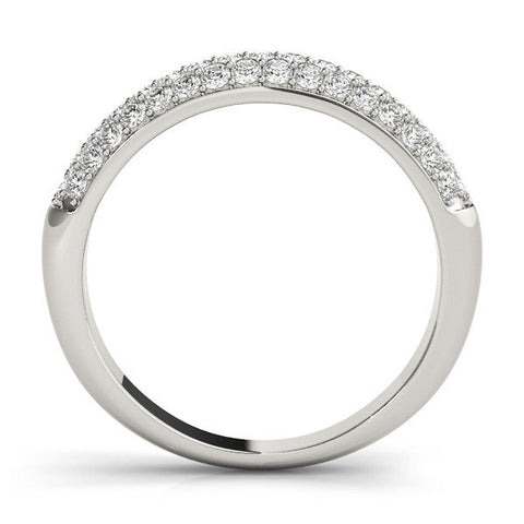 Platinum Round Diamond Pave Set White Gold Eternity Band