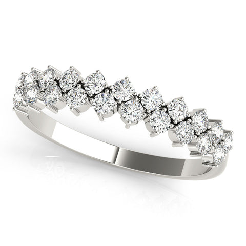 White gold Round Diamond Prong Set Chevron Band