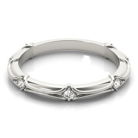 Platinum Round Diamond Prong-Set Milgrain Eternity Band