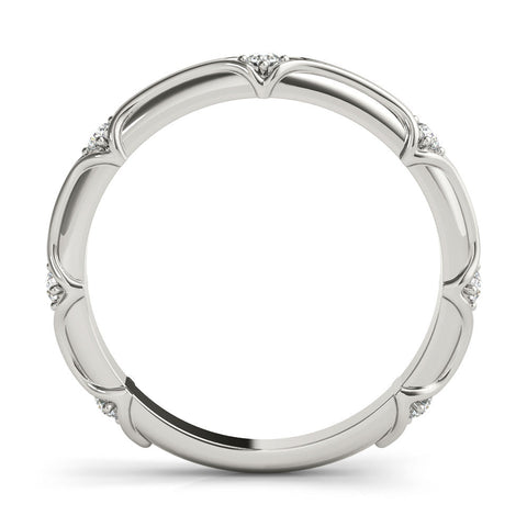 Platinum Round Diamond Prong-Set Milgrain Eternity Band