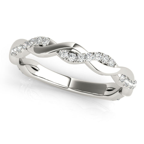 White gold Round Diamond Twist Eternity Band with Pavé Setting
