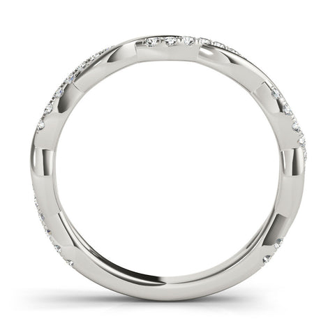White gold Round Diamond Twist Eternity Band with Pavé Setting