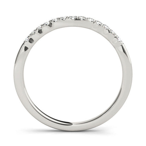 Platinum Round Diamond U-Shape Pavé Curved Wedding Band