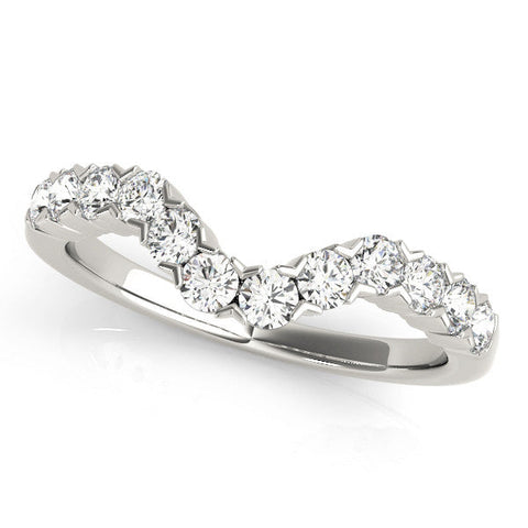 White gold Round Diamond V-Shaped Prong Set Eternity Band