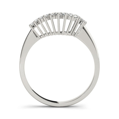Platinum Round Diamond V-Shaped White Gold Band with Prong Setting