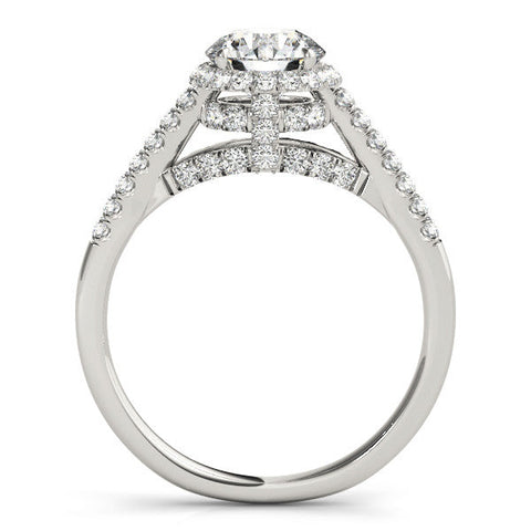 White gold Round Halo Split Shank Diamond Engagement Ring