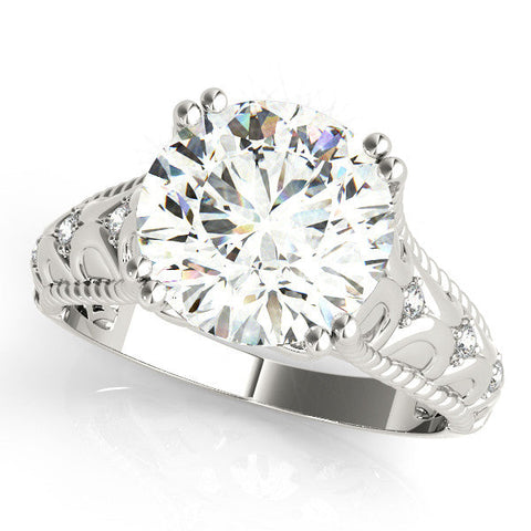 Platinum Round Solitaire Twisted Band with Six-Prong Setting