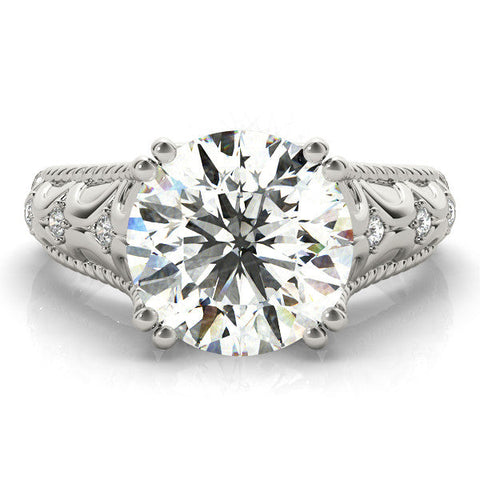 Platinum Round Solitaire Twisted Band with Six-Prong Setting