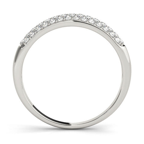 White gold Three-Row Pave Round Diamond Eternity Band with Shared Prong Setting