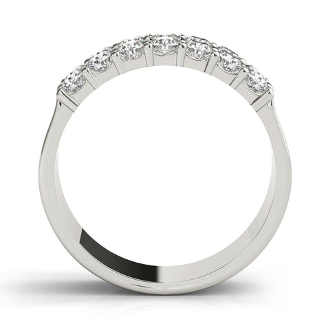 White gold Three-Row Round Diamond Channel Band with Shared Prong Setting