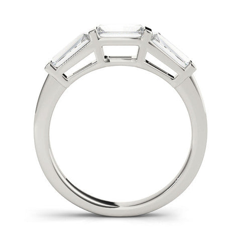 Platinum Three-Stone Baguette Cut Channel Set Diamond Band