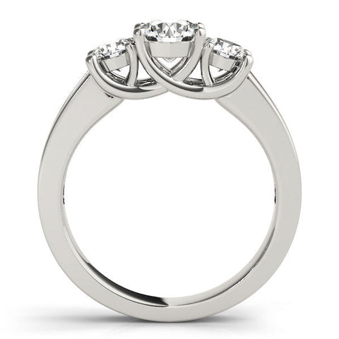 Platinum Three-Stone Round Cut Channel-Set Diamond Ring with Prong Setting
