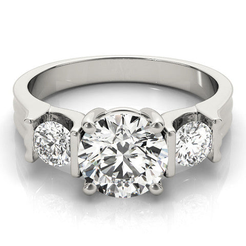White gold Three-Stone Round Cut Classic Band Prong Setting Ring