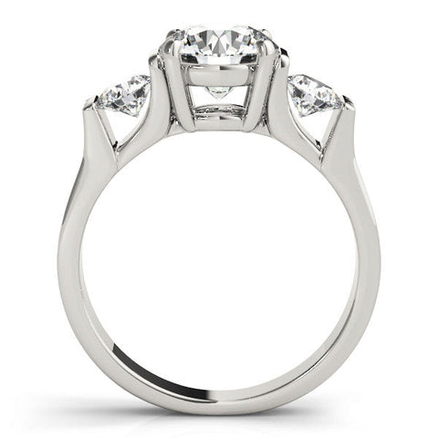 Platinum Three-Stone Round Cut Classic Band Prong Setting Ring