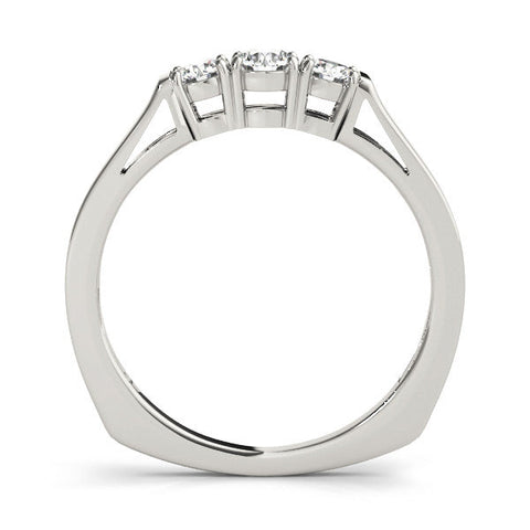 Platinum Three-Stone Round Cut Diamond Channel Set Band with Prong Setting
