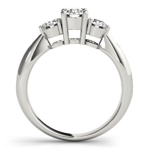 White gold Three-Stone Round Diamond Channel Set Engagement Ring with Prong Setting