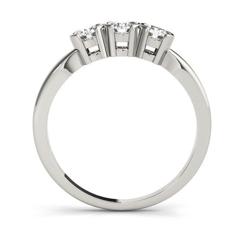 Platinum Three-Stone Round Diamond Half Bezel Prong Band