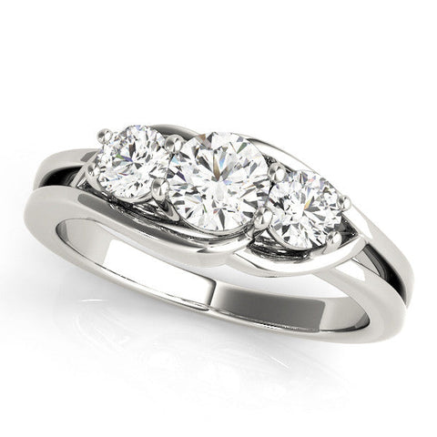 White gold Three-Stone Round Diamond Split Shank Prong Setting Ring