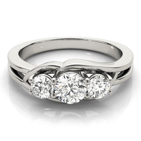 White gold Three-Stone Round Diamond Split Shank Prong Setting Ring