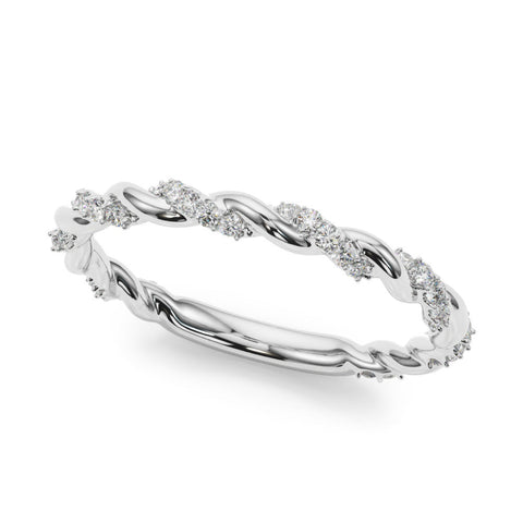 White gold Twisted Pave Round Diamond Eternity Band with Prong Setting
