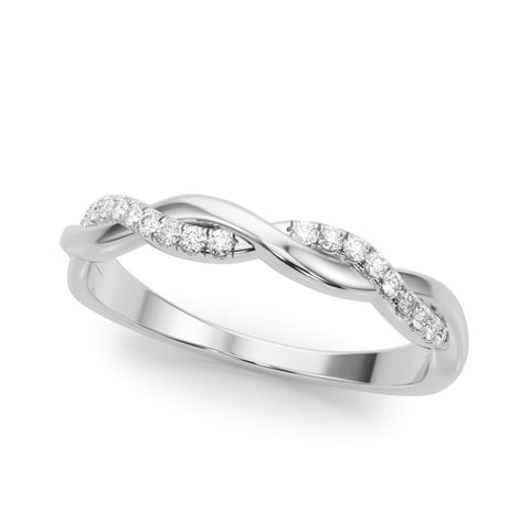 White gold Twisted Pave Round Diamond Infinity Band with Channel Setting