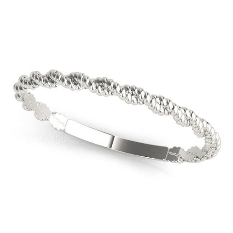 White gold Twisted Rope Solitaire Band with Round Stone and Bezel Setting