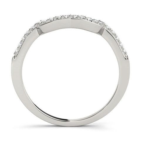 White gold U-Shaped Pavé Round Diamond Contour Band