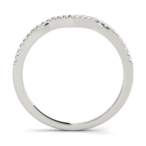 White gold V-Shaped Pavé Round Diamond Chevron Band with Shared Prong Setting