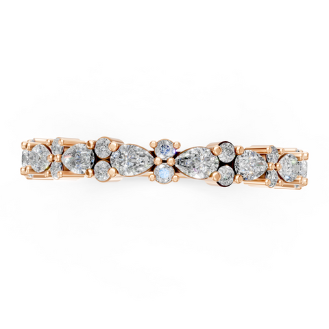Rose Gold Pear & Round Diamond Wedding Band
