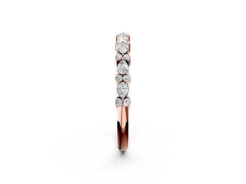 Rose Gold Pear & Round Diamond Wedding Band