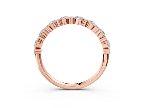 Rose Gold Pear & Round Diamond Wedding Band