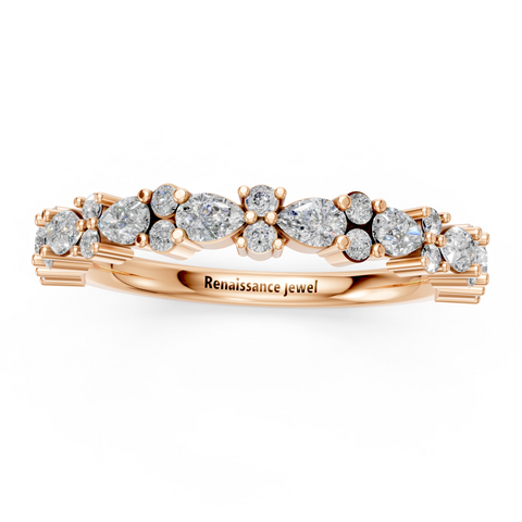 Rose Gold Pear & Round Diamond Wedding Band