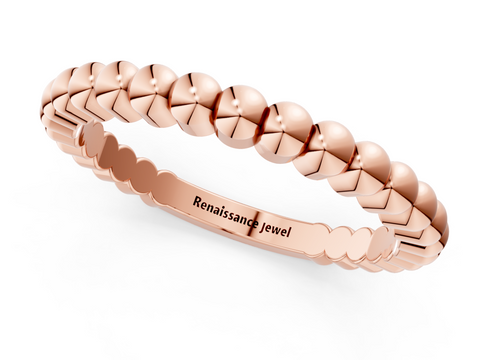 Rose gold Beaded Round Stone Eternity Band with Bezel Setting