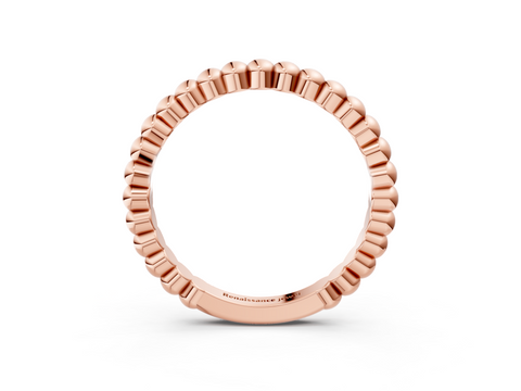 Rose gold Beaded Round Stone Eternity Band with Bezel Setting