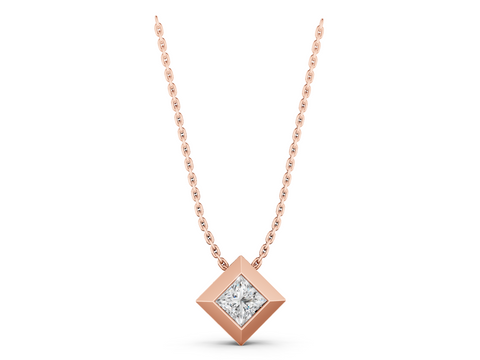 Rose gold Bezel Princess Cut Diamond Pendant
