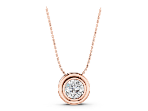 Rose gold Bezel Round Diamond Pendant